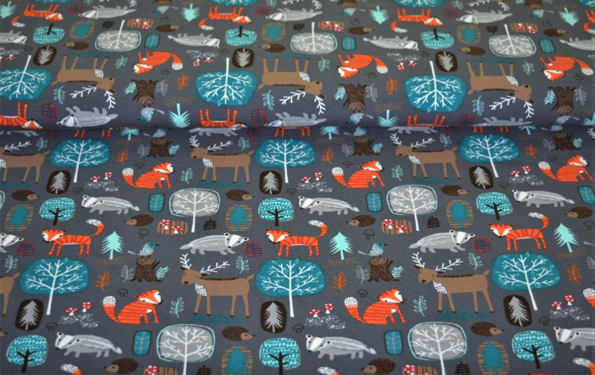Baumwolljersey Waldtiere