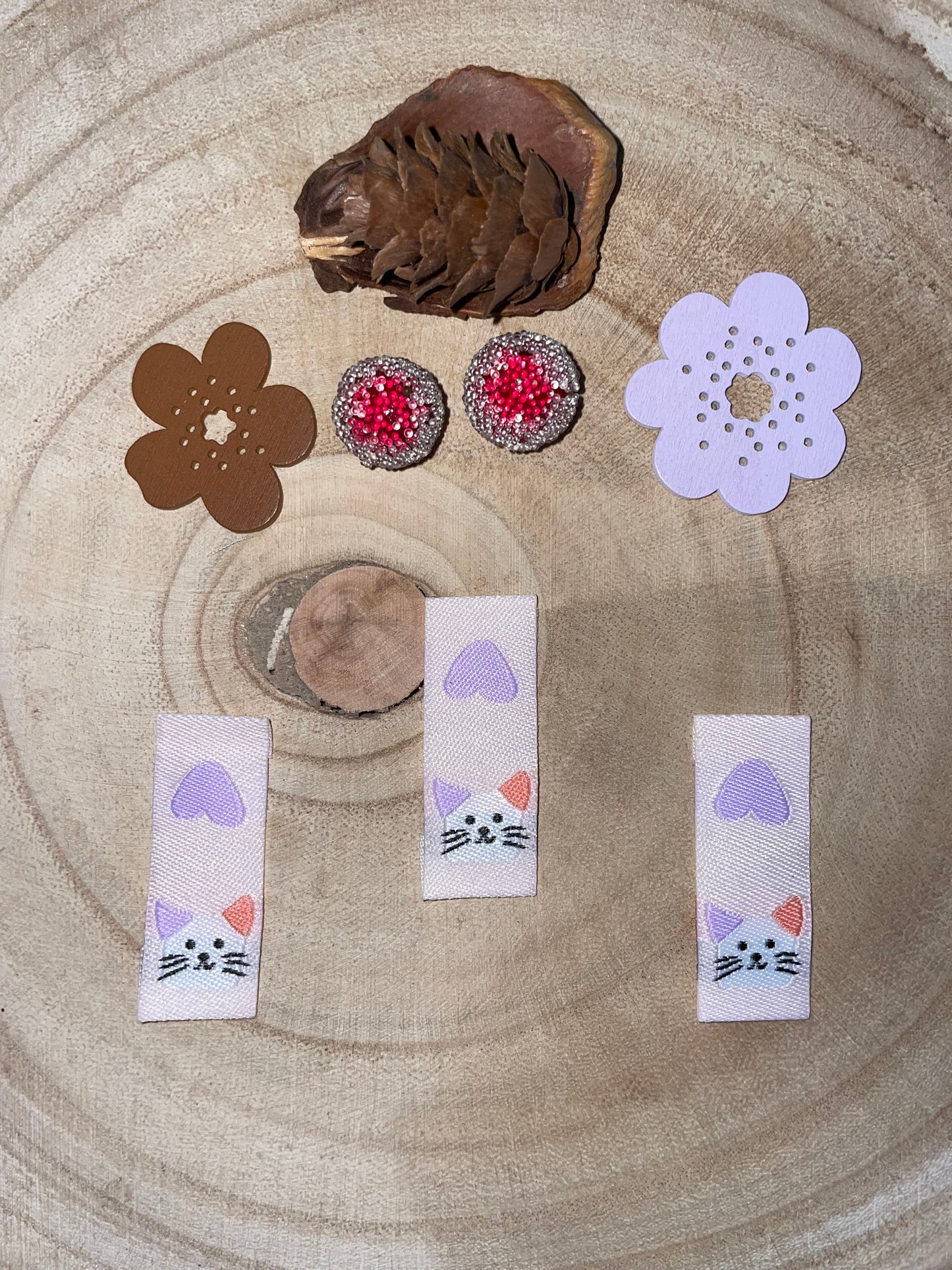 BAUMWOLL-LABEL Blau ♥KATZE♥ 40x15mm