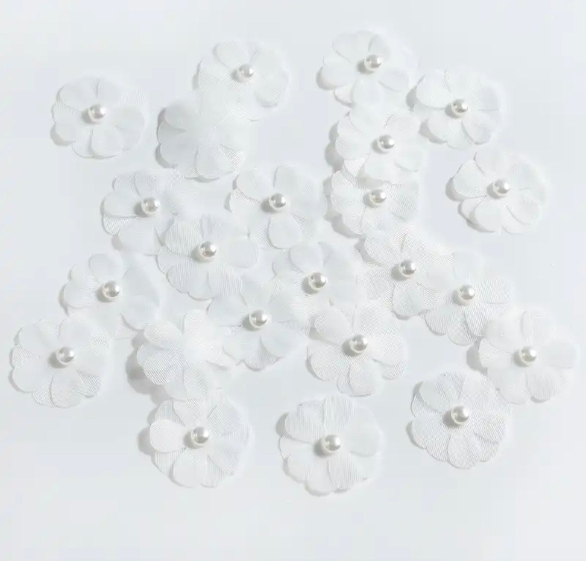 TÜLL BLUME ♥Blüte Weiß mit Perle♥ 3cm - 1Stück