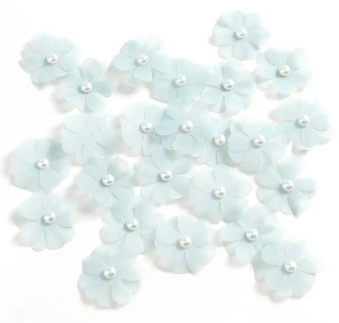 TÜLL BLUME ♥Blüte Blue mit Perle♥ 3cm - 1Stück