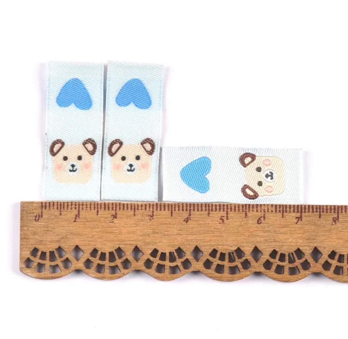 BAUMWOLL-LABEL Blau ♥Kleiner Bär ♥ 40x15mm