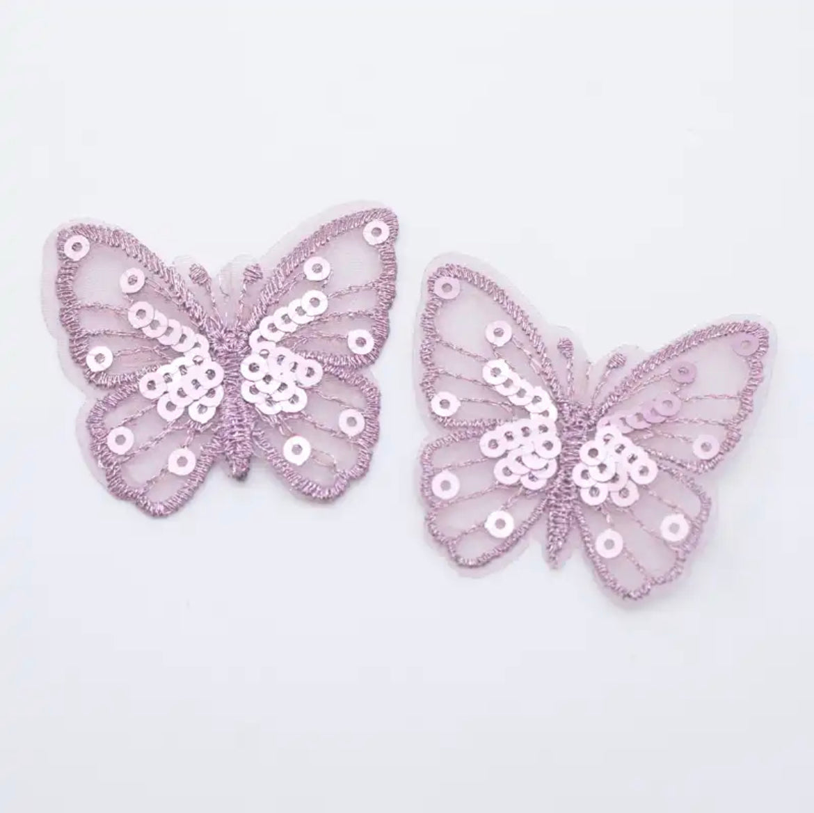 AUFNÄHER GESTICKT MIT PAILLETTEN ♥SCHMETTERLING ALTROSA ♥ 26mm