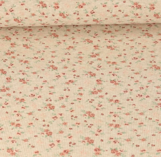 STRICK JERSEY STOFF BLUME ROSA