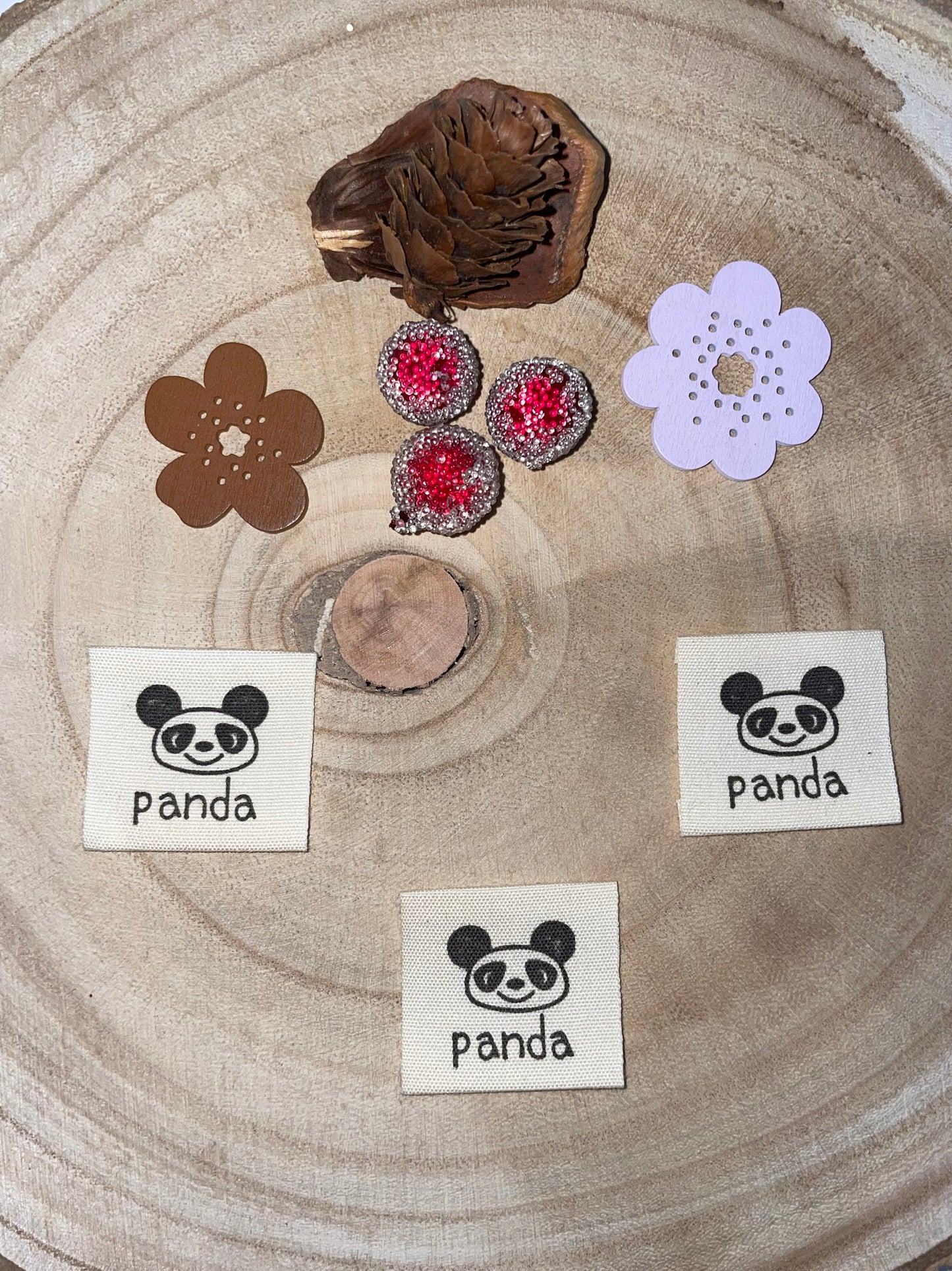 BAUMWOLL-LABEL TAG ♥PANDA♥ 30x30mm