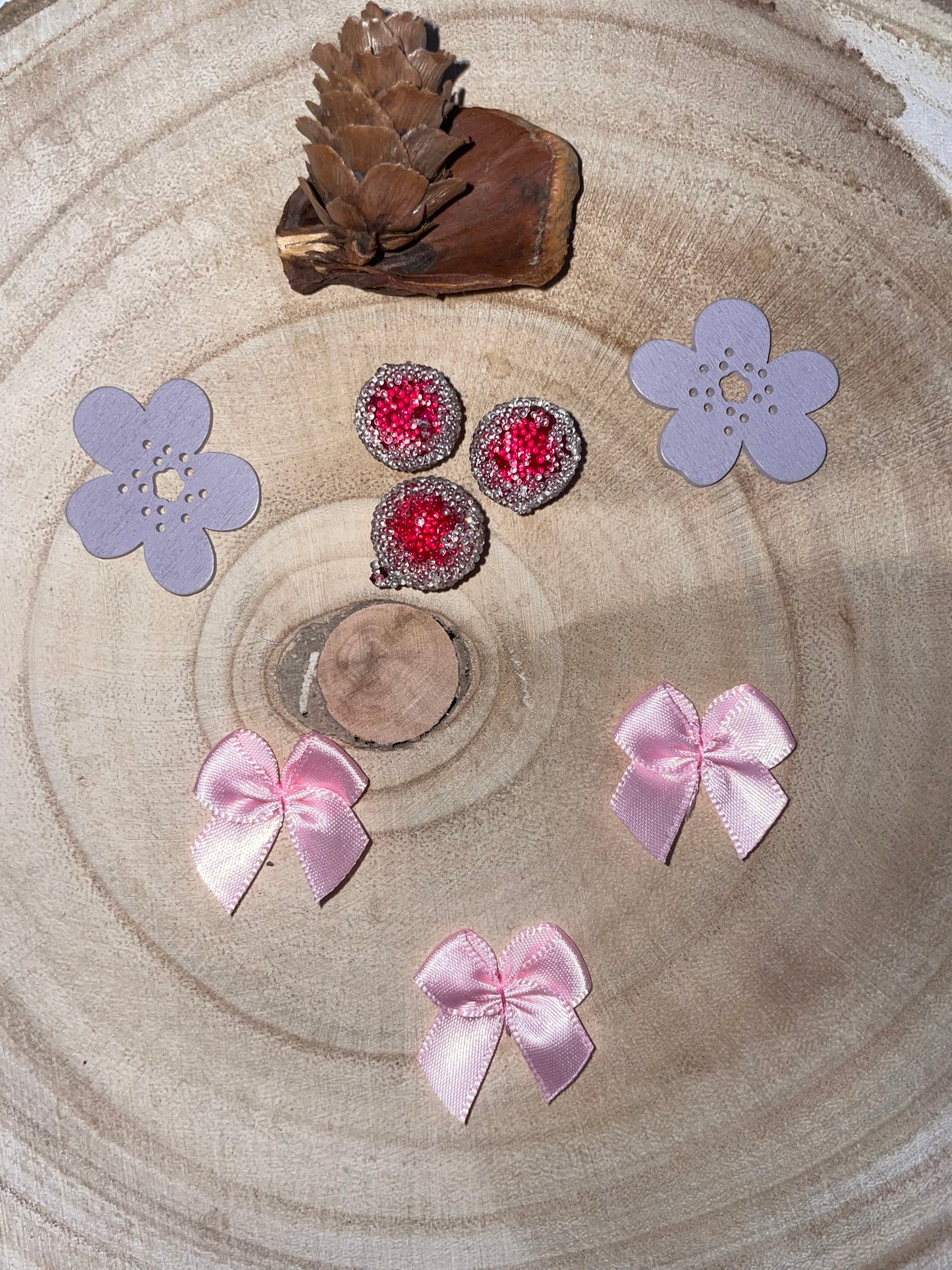 3 KLEINE SATINSCHLEIFEN ♥ROSA♥ 24x24mm