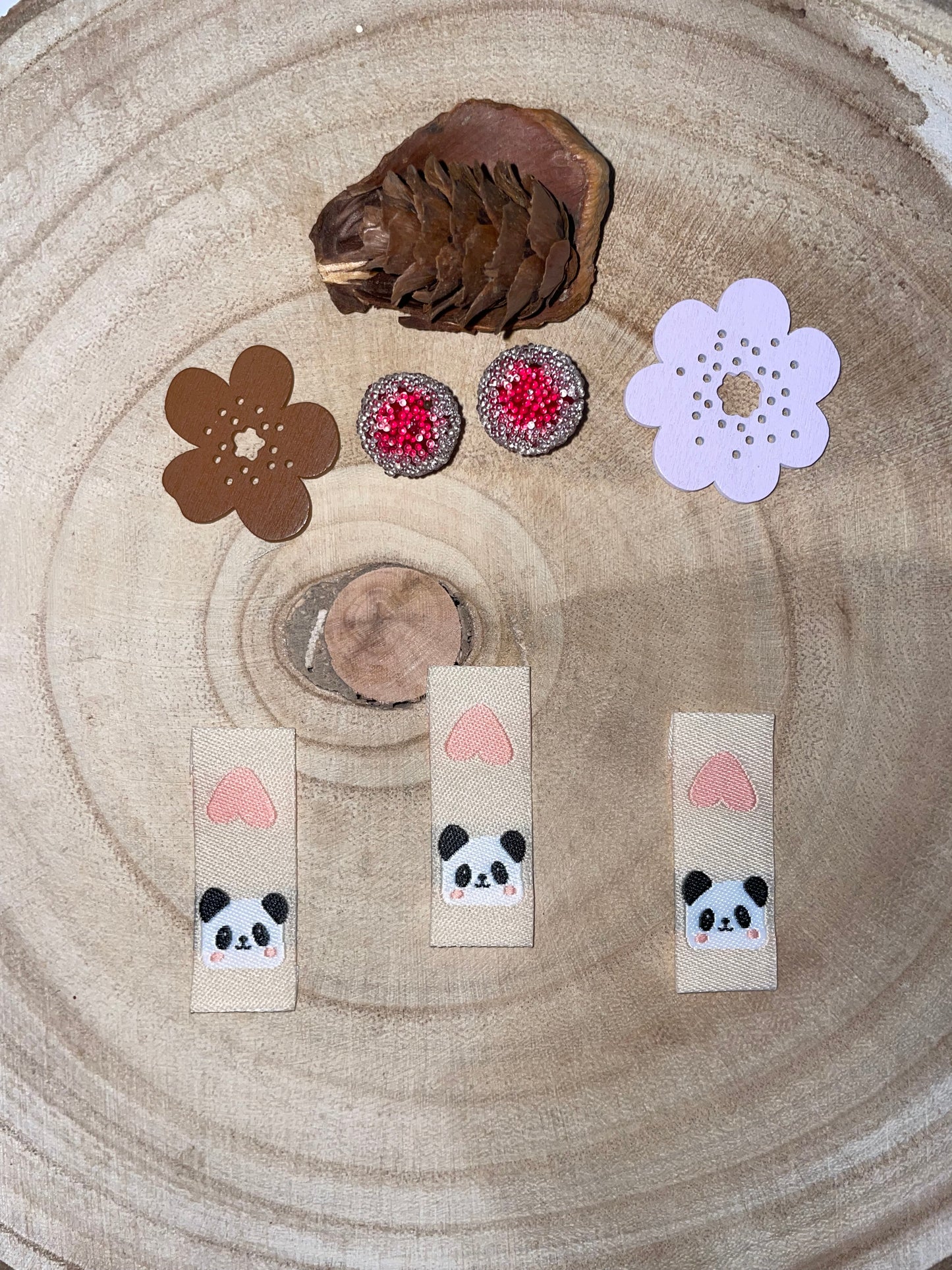 BAUMWOLL-LABEL Blau ♥PANDA ♥ 40x15mm