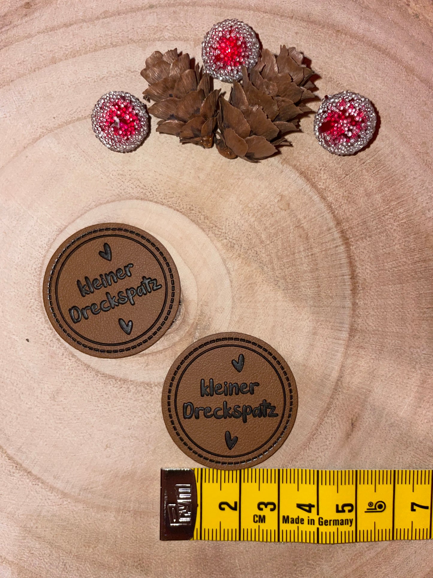 KUNSTLEDER LABEL ♥Kleiner Dreckspatz♥ Rund 35mm