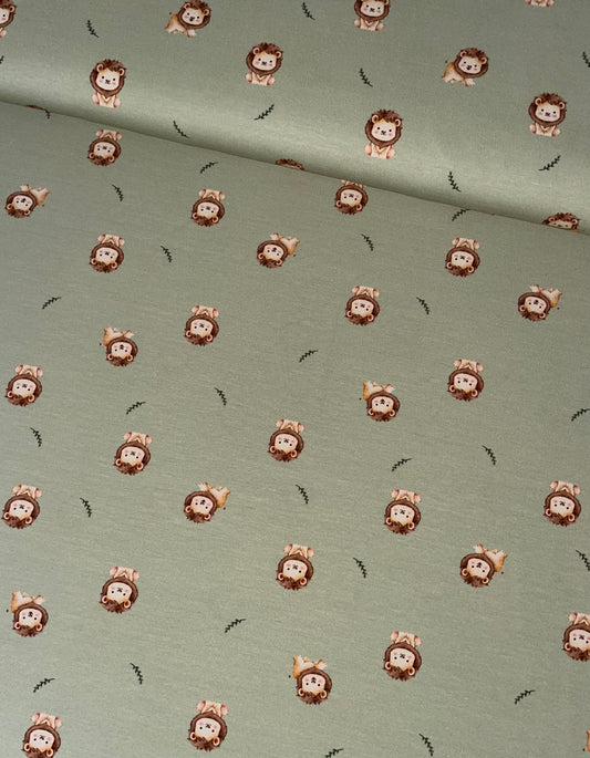 Baumwolljersey kleiner Löwe grün