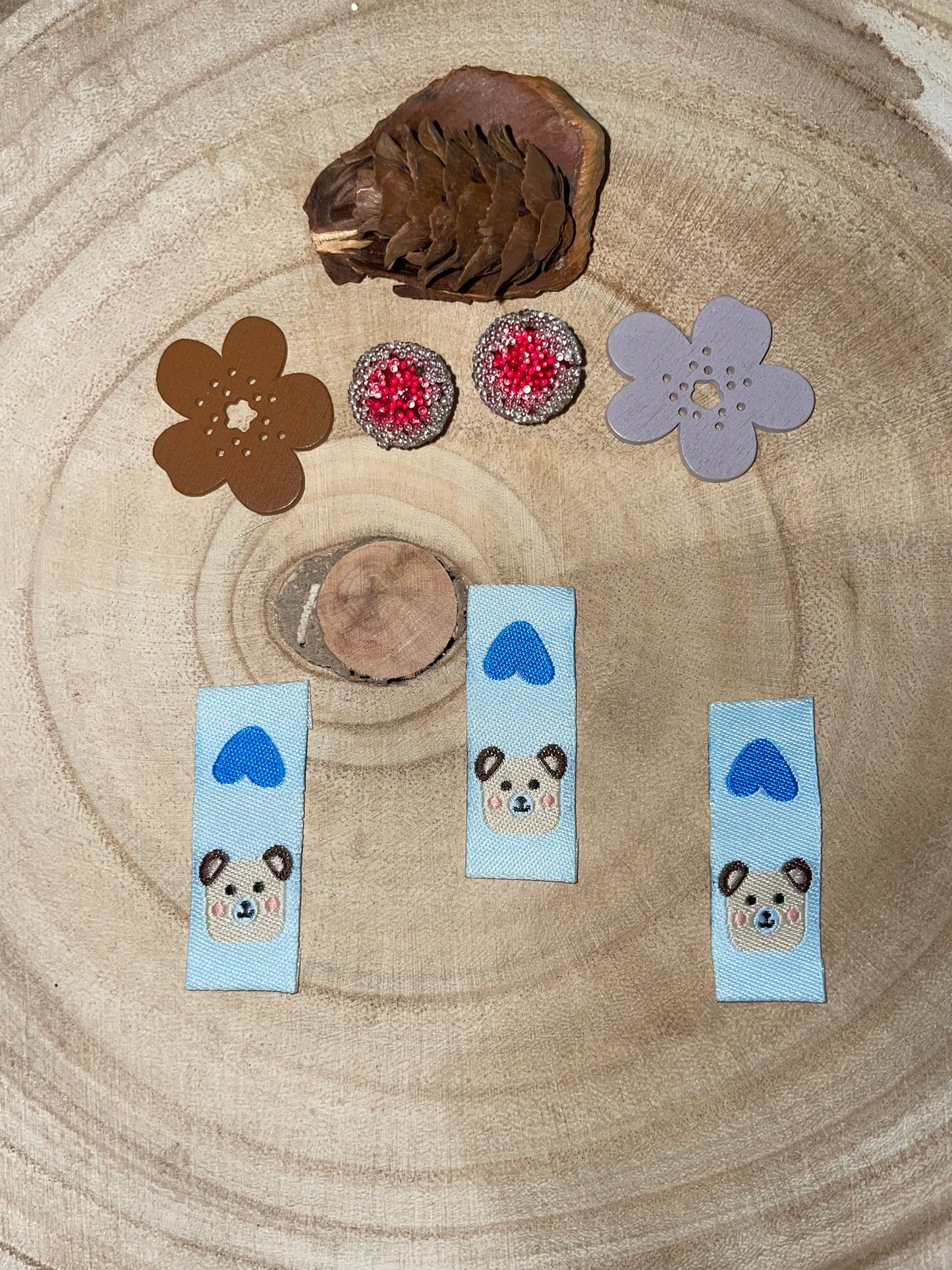 BAUMWOLL-LABEL Blau ♥Kleiner Bär ♥ 40x15mm