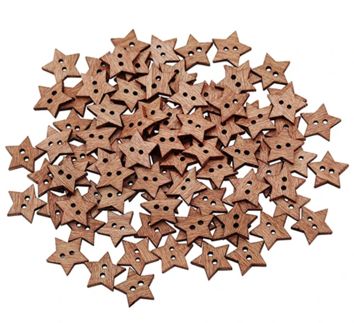 HOLZKNOPF ♥Stern ♥ 17 mm