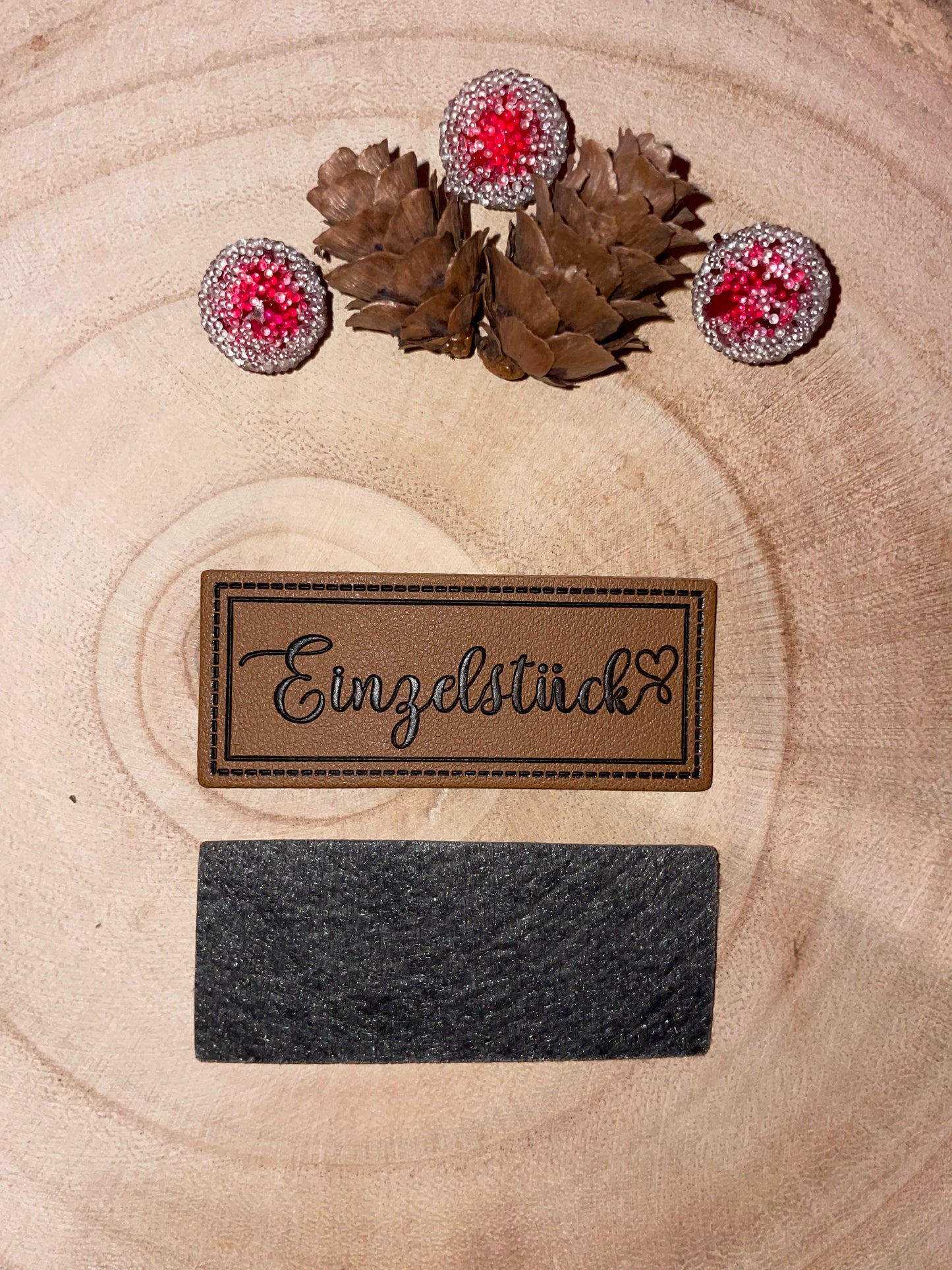 KUNSTLEDER LABEL Einzelstück Rechteck 60x25mm