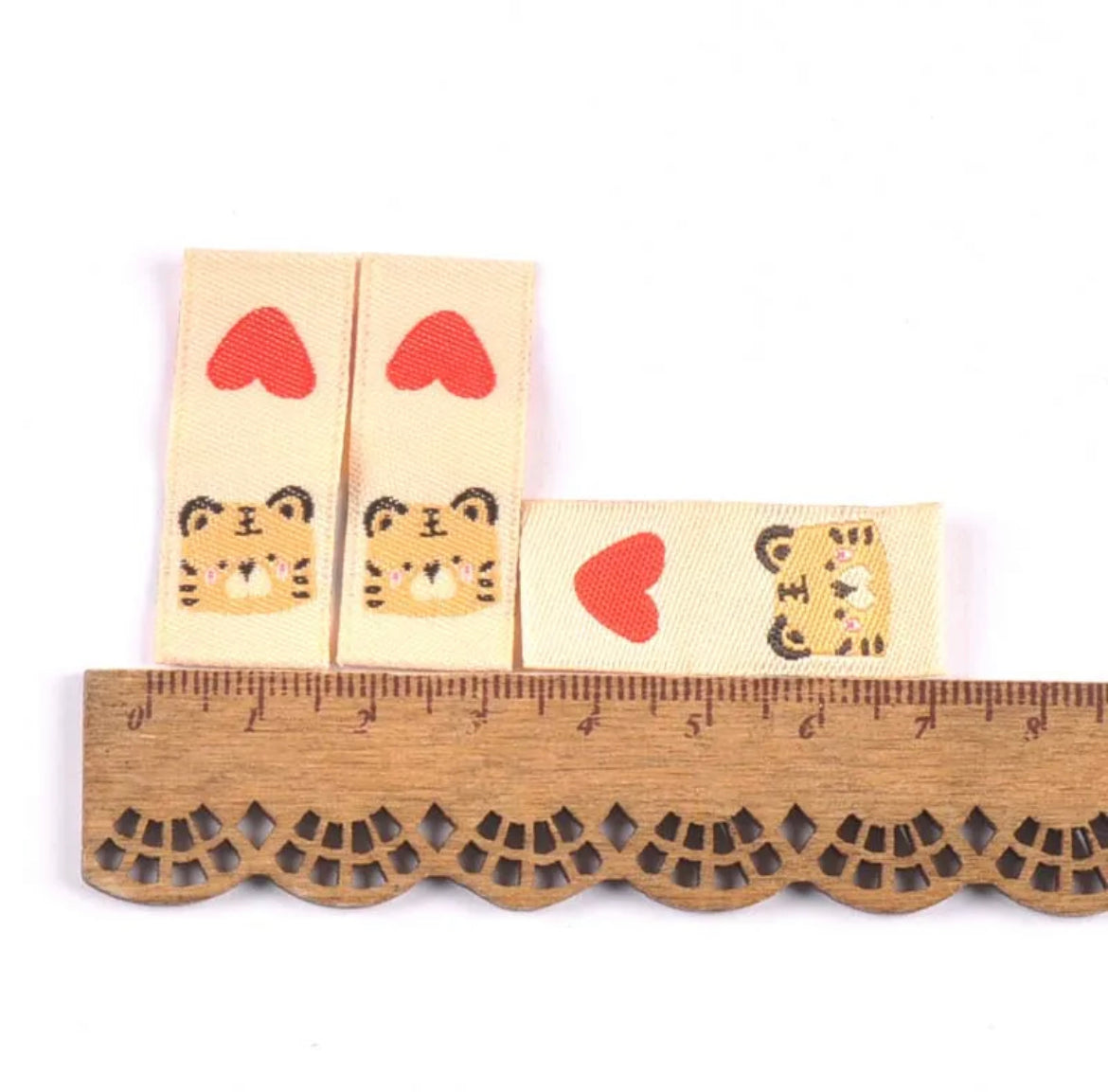 BAUMWOLL-LABEL Blau ♥Tiger ♥ 40x15mm