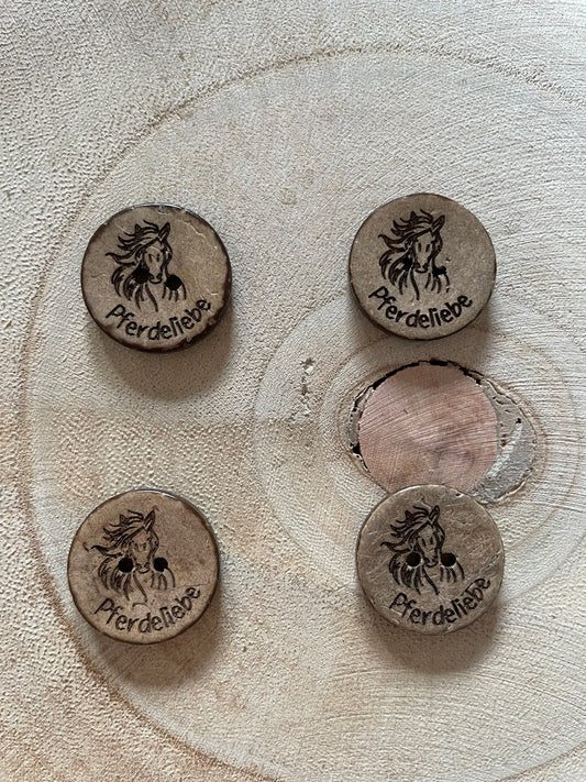 KOKOSKNOPF RUND EP ♥Pferdeliebe mit Pferd ♥ 20mm
