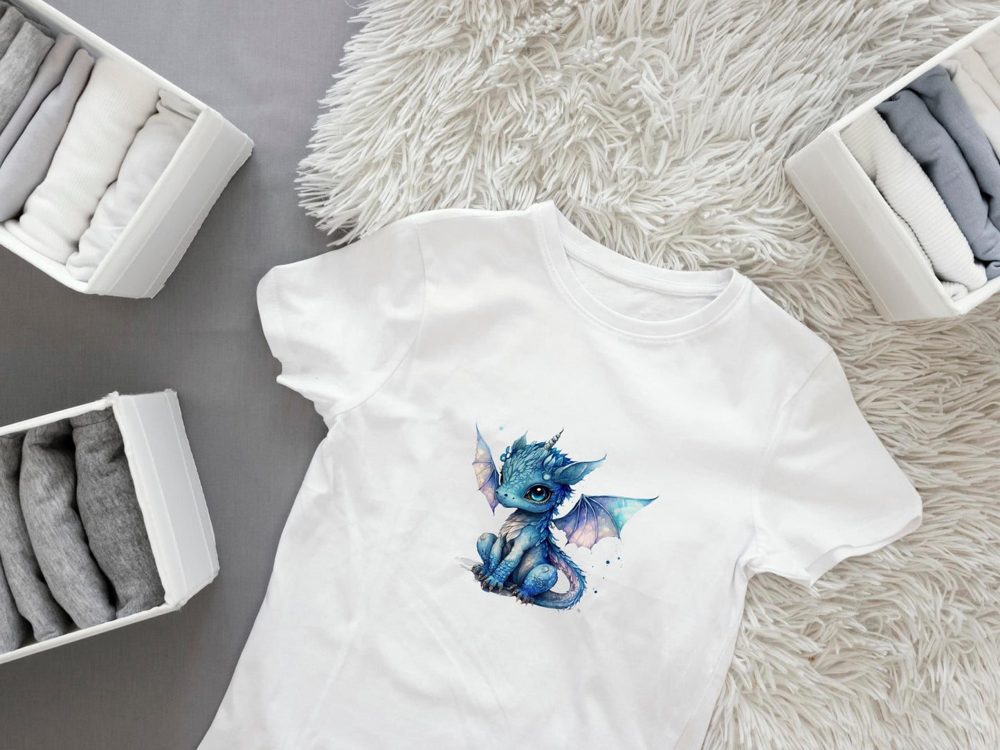 Bügelbild Drache Blau