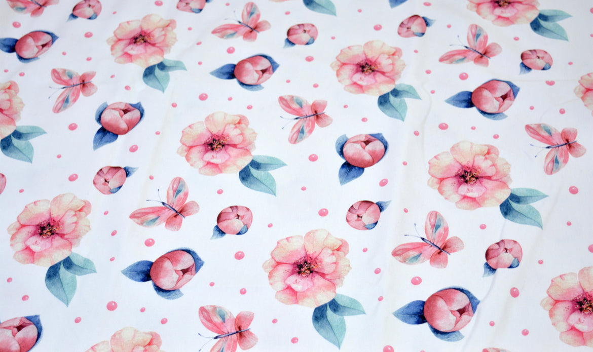 Baumwolljersey Sina Blüte weiß