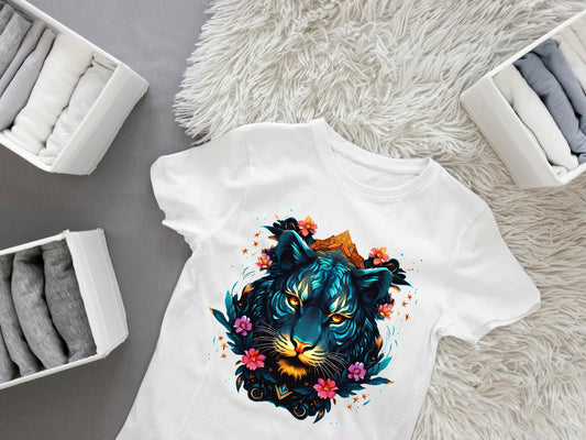 Bügelbild Löwe mit Blumen