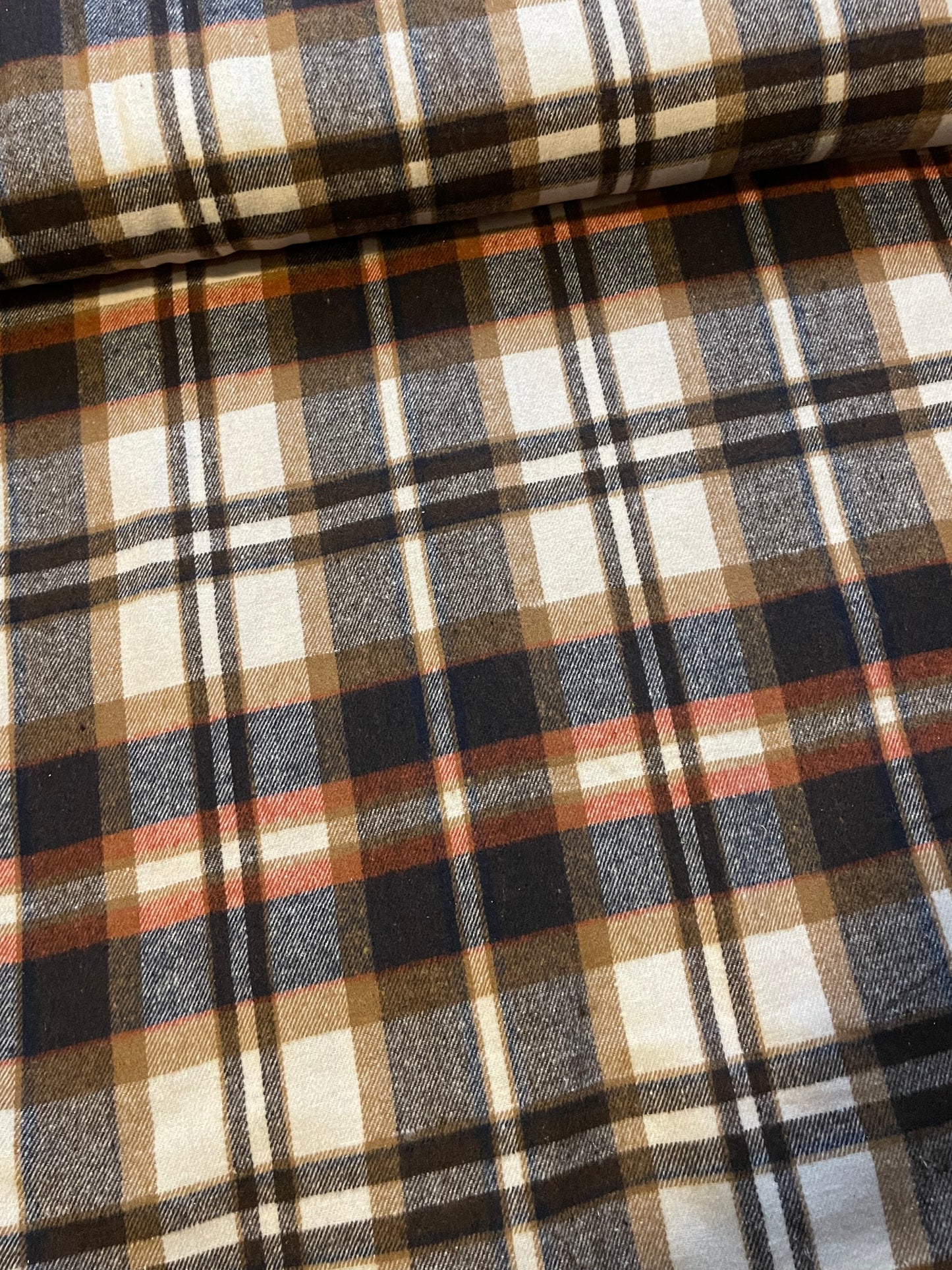 Brushed Check Flanellstoff Navy