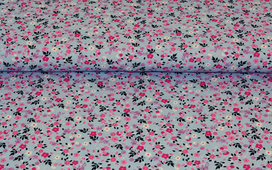 Baumwolljersey Rosita Blume groß Blau