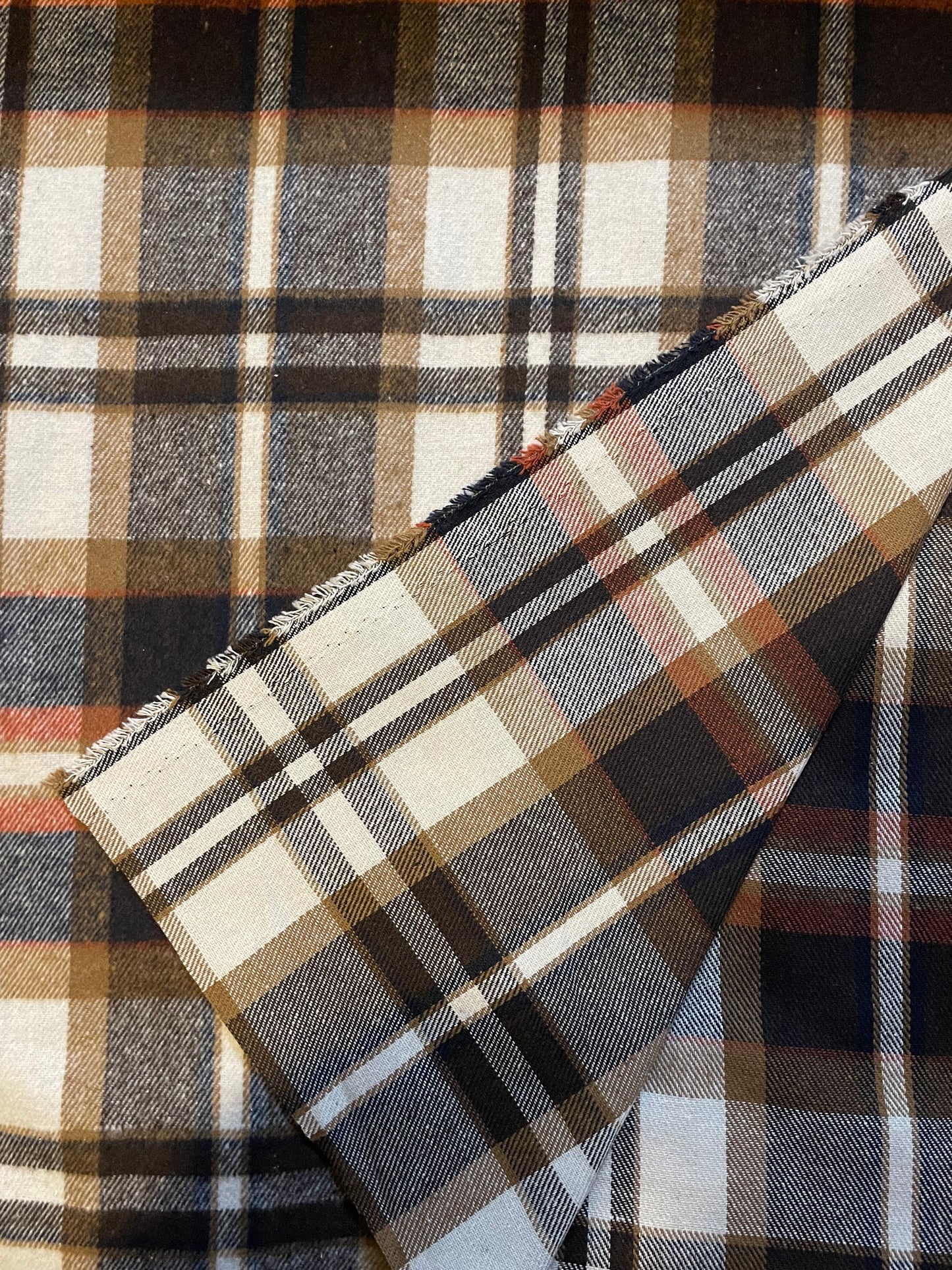 Brushed Check Flanellstoff Navy