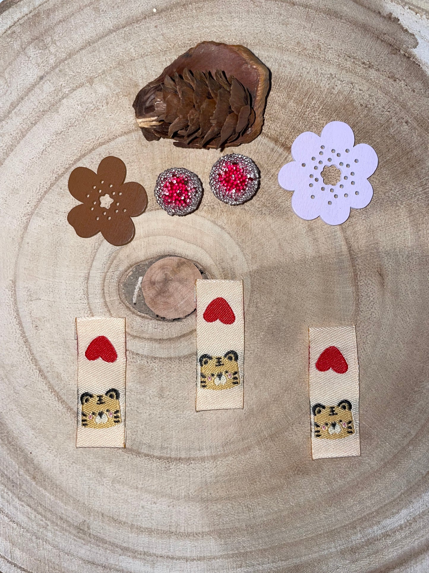 BAUMWOLL-LABEL Blau ♥Tiger ♥ 40x15mm